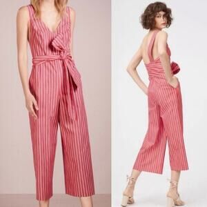 Club Monaco Womens One Piece Size 2 Agrikah Striped Bow Tie Cropped Jumpsuit